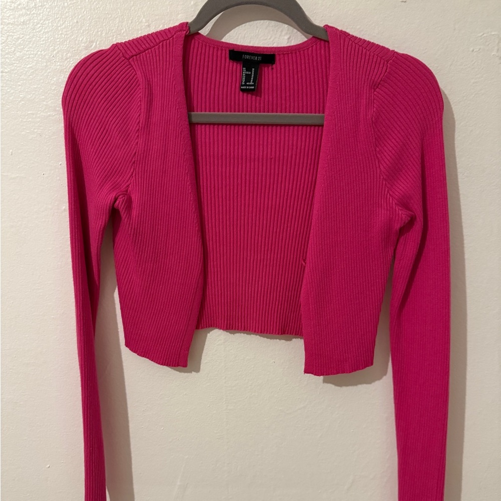 Hot pink long sleeve cardigan